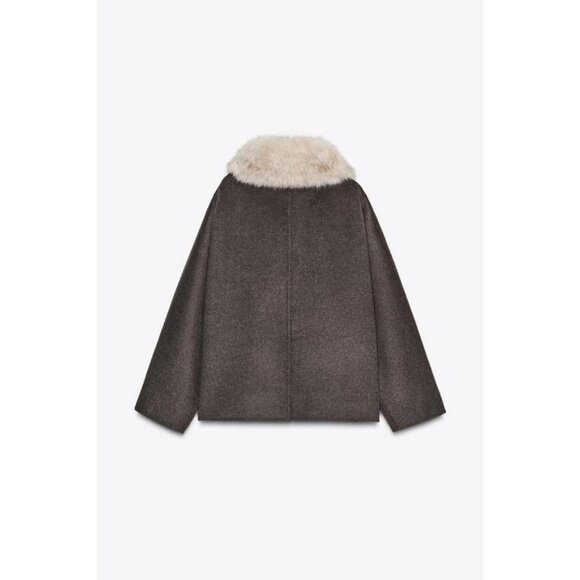 ZARA WOOL JACKET WITH FAUX FUR COLLAR ZW COLLECTION - Picture 7 of 9